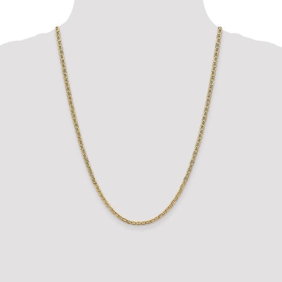 3.2mm 10k Yellow Gold Hollow Anchor Chain Necklace, 24 Inch - Picture 2 of 8
